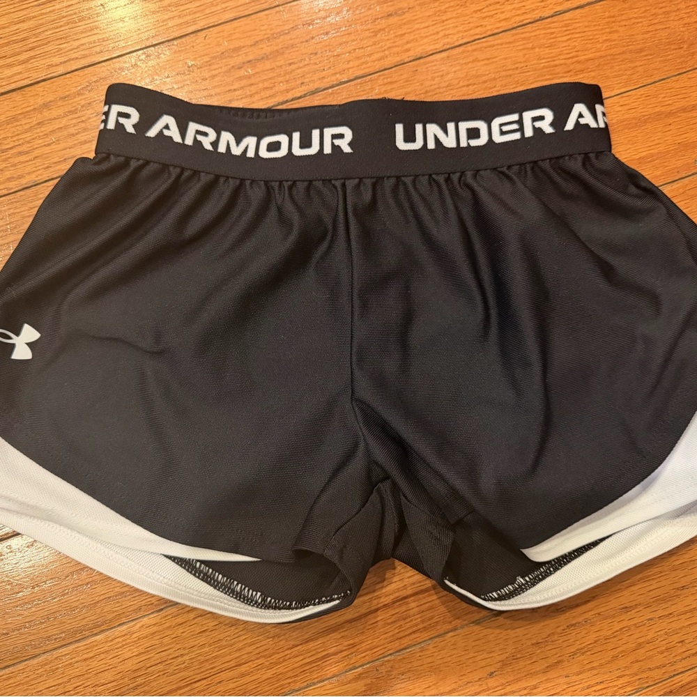 Under Armour Girls Black and White Athletic Shorts